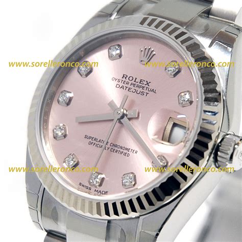 rolex quadrante rosa con brillanti|Orologio Rolex Datejust 36 in acciaio Oystersteel e oro bianco .